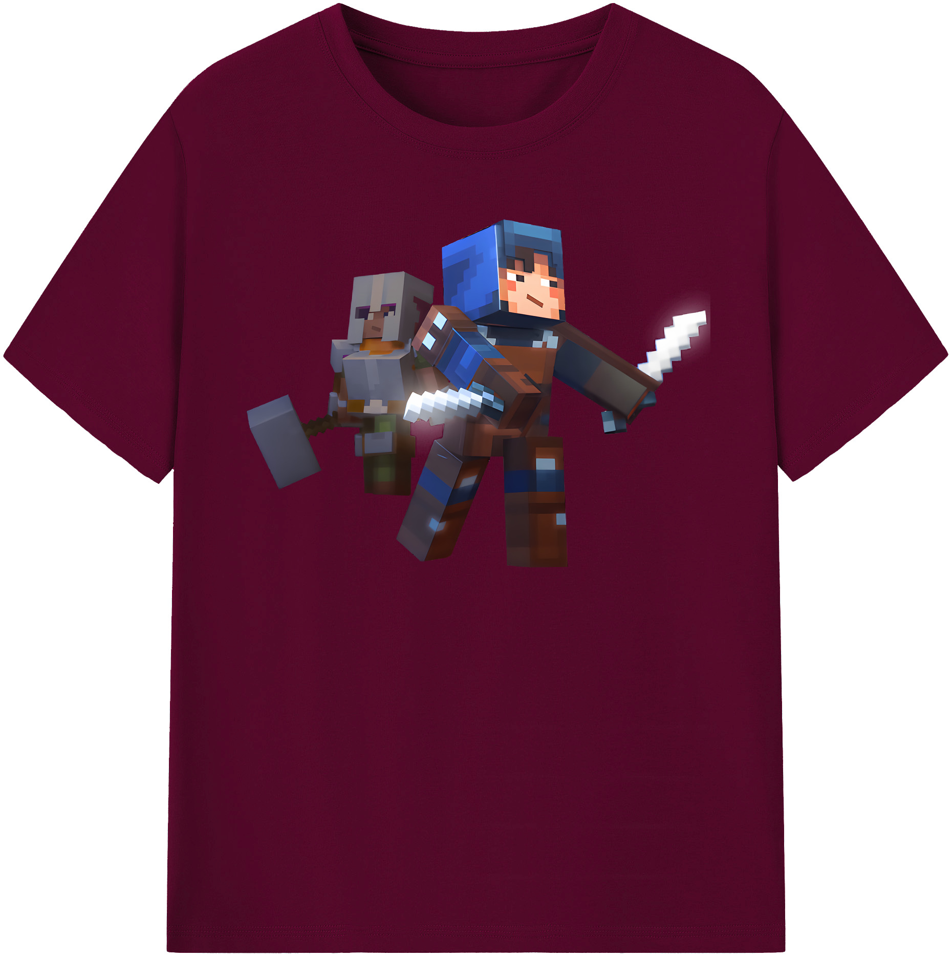 （画像用） マインクラフト ブロックの世界 Minecraft MC Block world レディースカジュアルプリントTシャツ（綿100％）